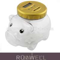 Gold color Piggy shaped LCD Digital Plastic Coin Bank